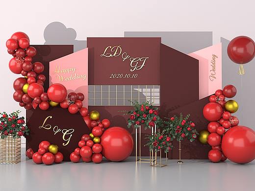 3D紅色系舞臺氣球效果圖（個人主頁-ZNDk4MjQ0NzI=） - 其他三維 - 站酷設(shè)計師畫長安設(shè)計工作室原創(chuàng)素材 - 站酷ZCOOL