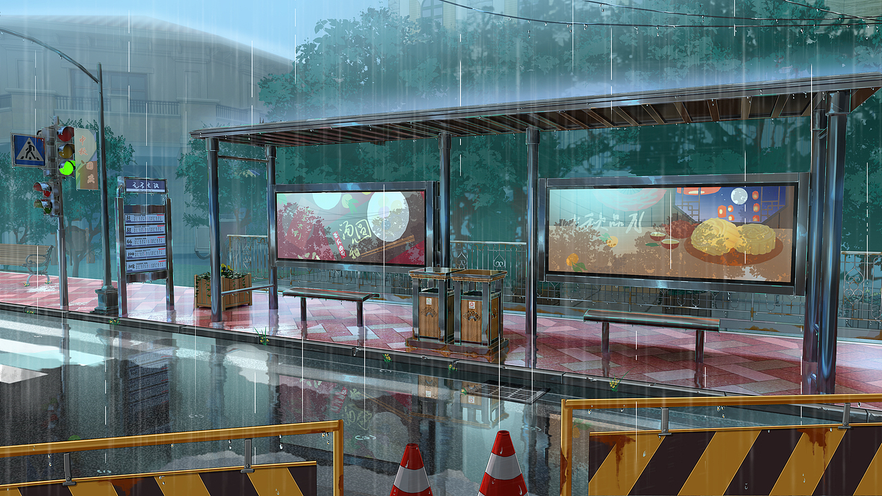 公交站|插画|游戏原画|山芋ll_原创作品-站酷(zcool)