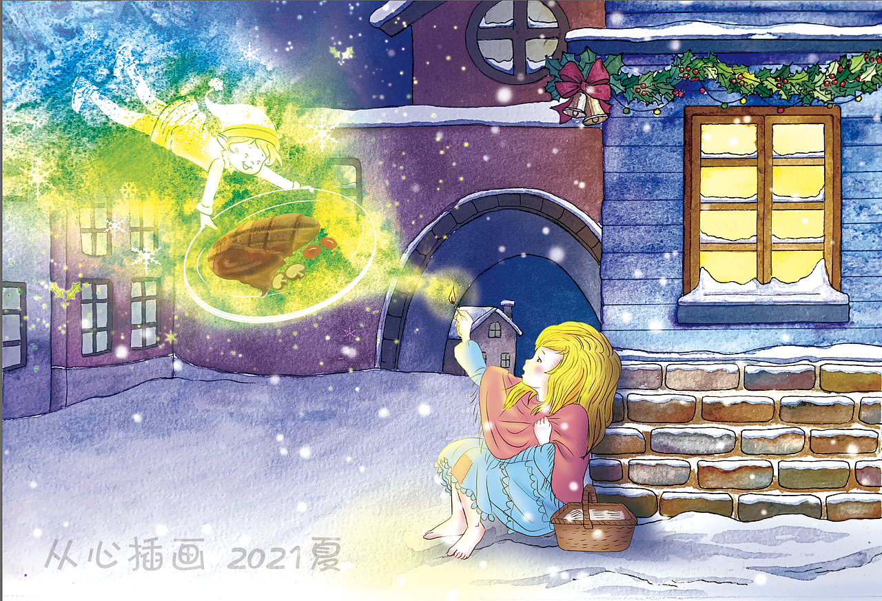卖火柴的小女孩英文绘本（图ZMjU5NzE2MTky） - 儿童插画 - 站酷设计师从心漫生活原创素材 - 站酷ZCOOL