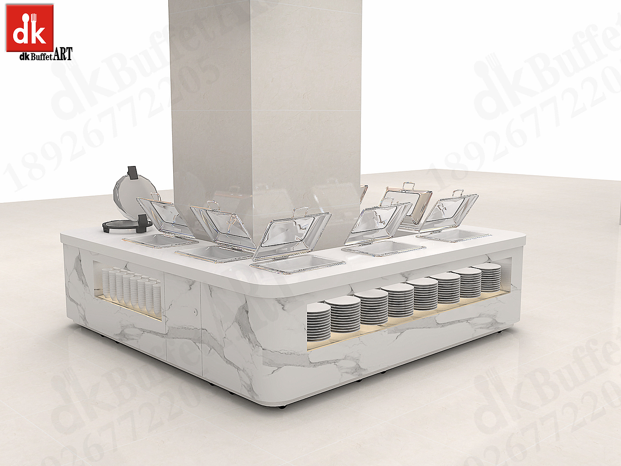 自助餐台设计 机关食堂打餐台 招商银行自助餐台效果图