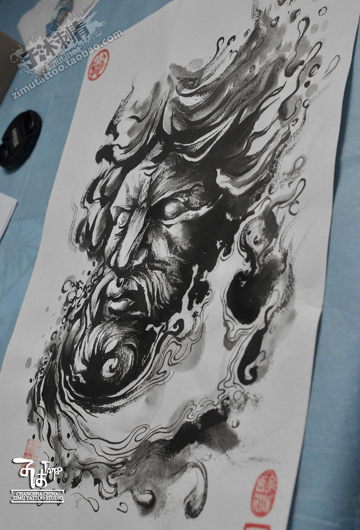 宣纸毛笔也要画素描希腊海神波塞冬