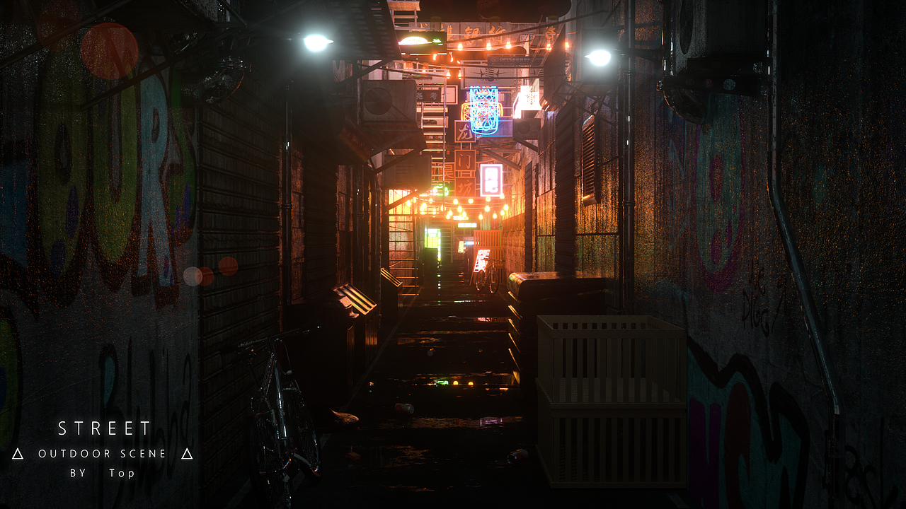 《三维-创作》 夜晚街道（图ZMjE3NzA3NjMy） - 场景 - 站酷设计师Top丶清原创素材 - 站酷ZCOOL