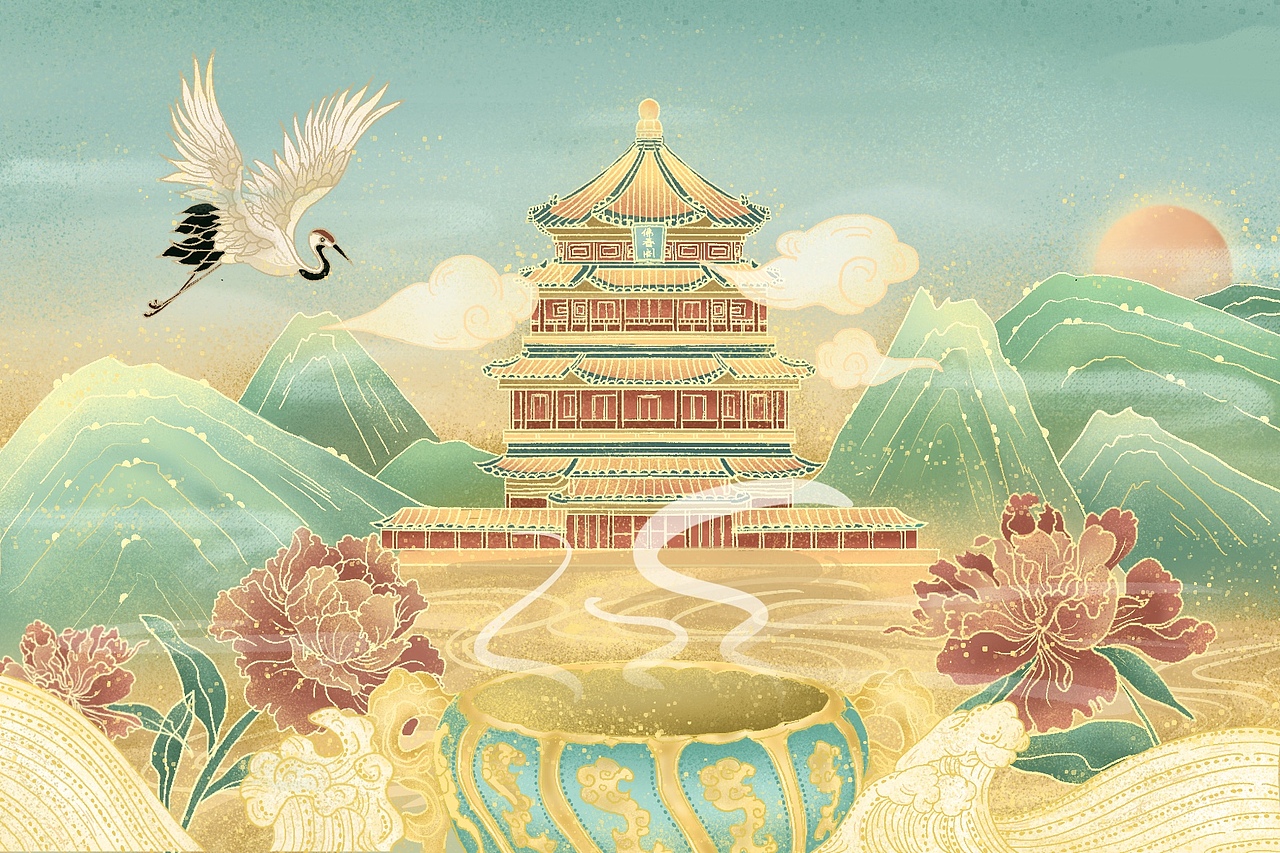 国风 建筑（图ZMzE1ODg2ODY4） - 商业插画 - 站酷设计师杨粪蛋儿原创素材 - 站酷ZCOOL