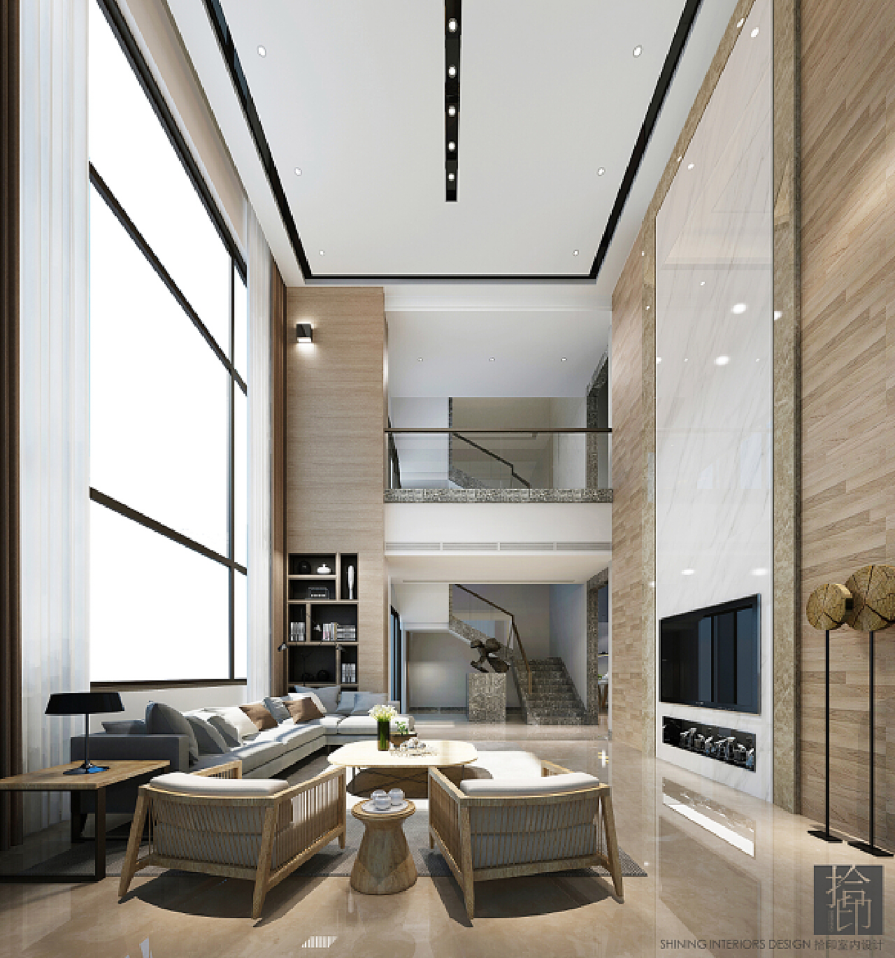 重庆现代风格270平米设计方案 复式别墅效果图_装信通网