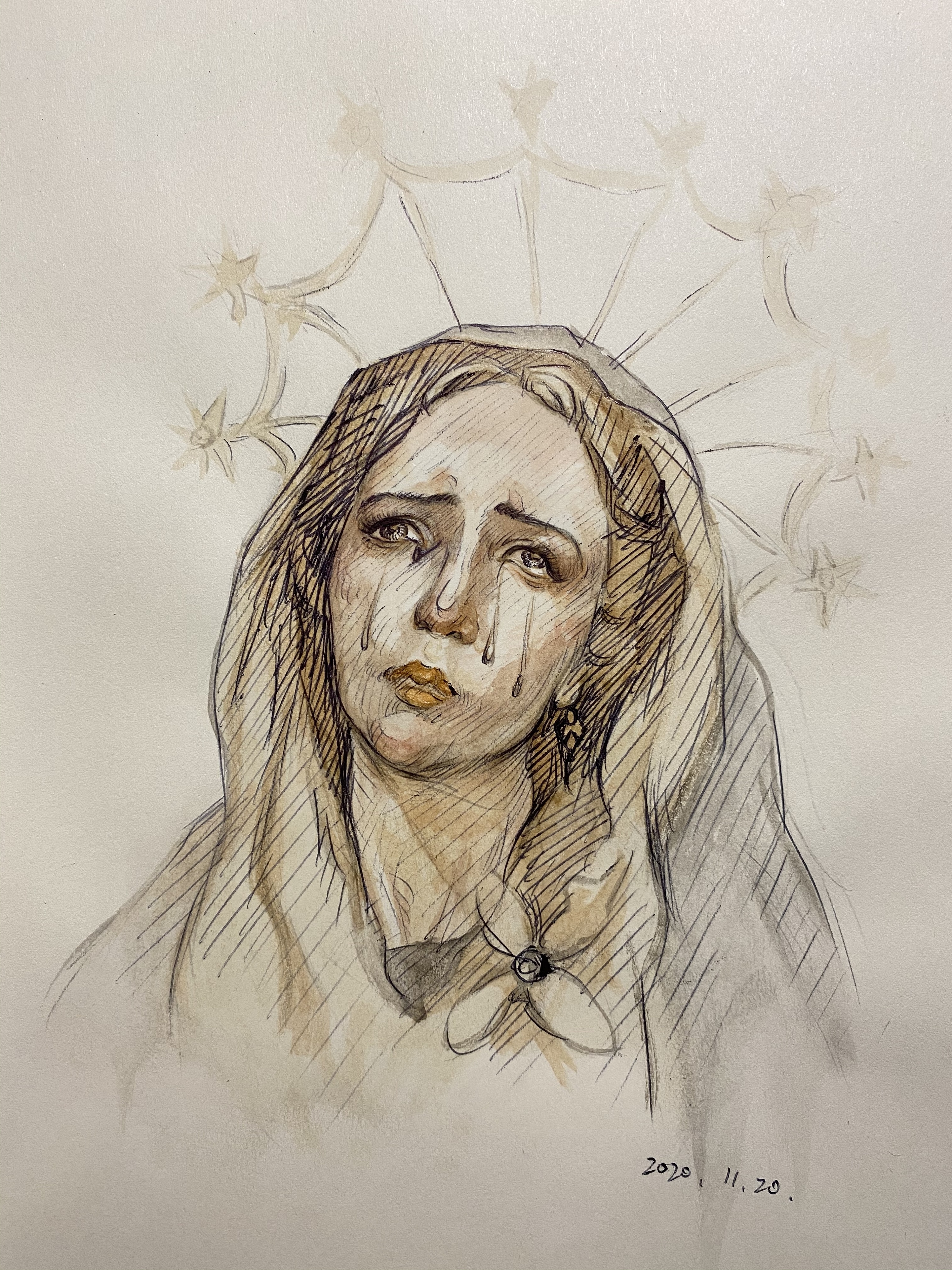 圣母的眼泪油画图片