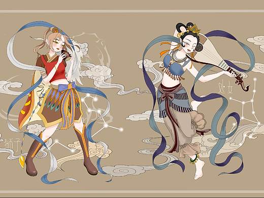 敦煌十二星座插画设计《拾贰》