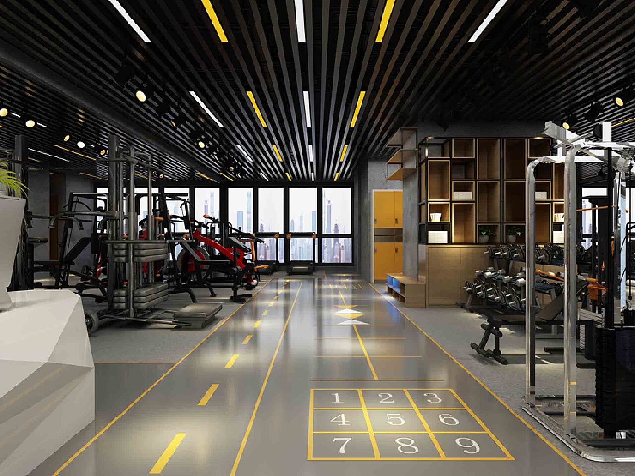 健身房效果图·室内设计 商业空间设计 健身房设计|空间|室内设计|喜马设计 - 原创作品 - 站酷 (ZCOOL)