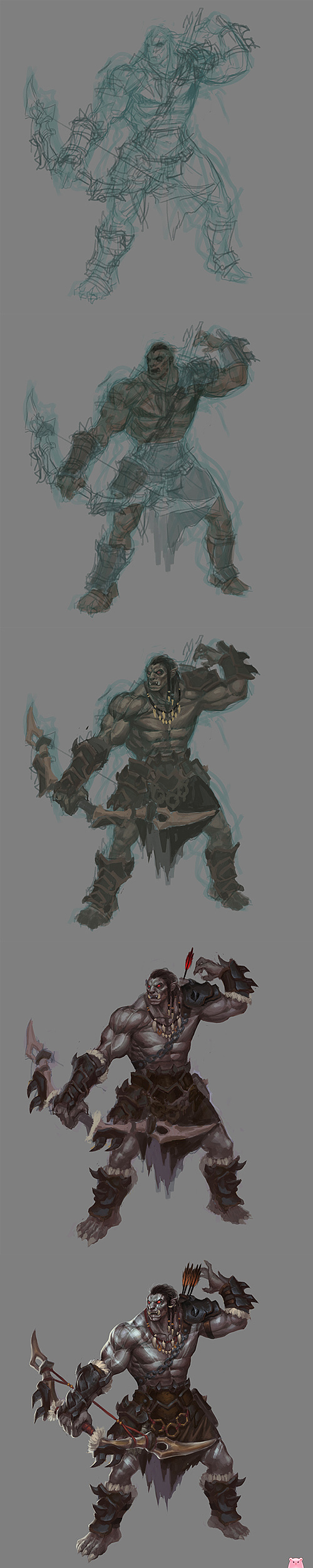 概念速写 - 兽人弓手（图ZNzg3MTY1MjQ=） - 游戏原画 - 站酷设计师ilison原创素材 - 站酷ZCOOL