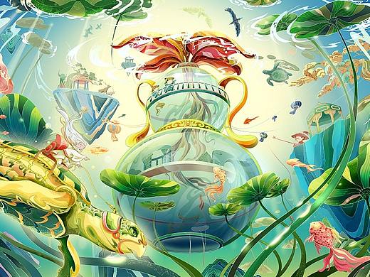 国潮原创插画——福禄葫芦岛