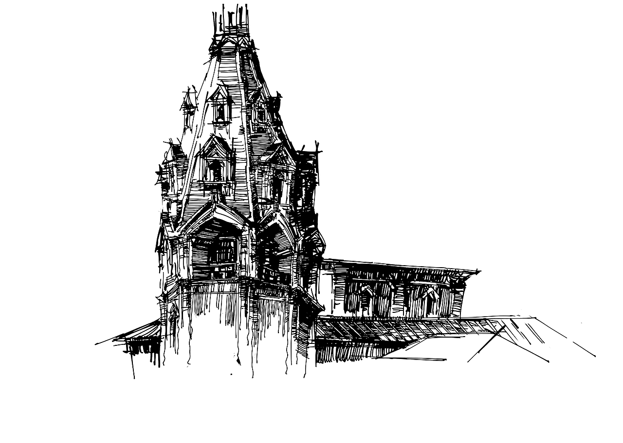 欧式建筑钢笔画表现步骤分享