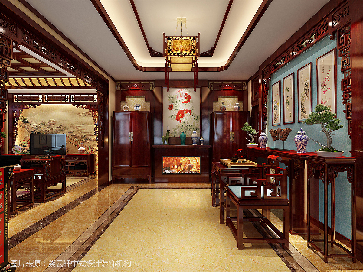 中式设计欣赏 室内设计 别墅设计 客厅中堂（图ZMTM5NjExNzE2） - 家装设计 - 站酷设计师紫云轩中式原创素材 - 站酷ZCOOL