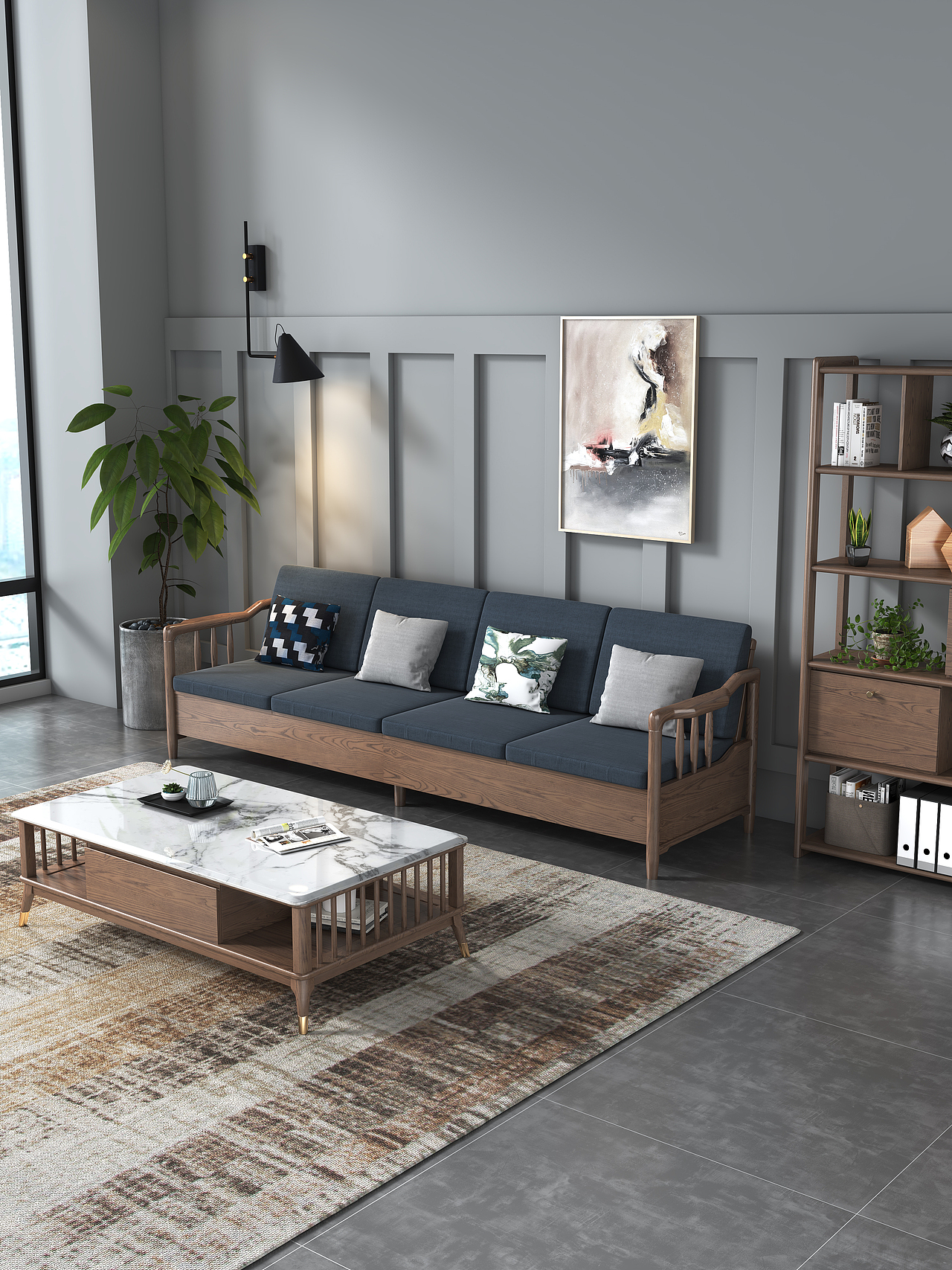 某电商家具产品渲染 - 实木沙发款（原木+梨花木）（图ZMjczNjMzODgw） - 场景 - 站酷设计师氷奈冰丶瞬原创素材 - 站酷ZCOOL