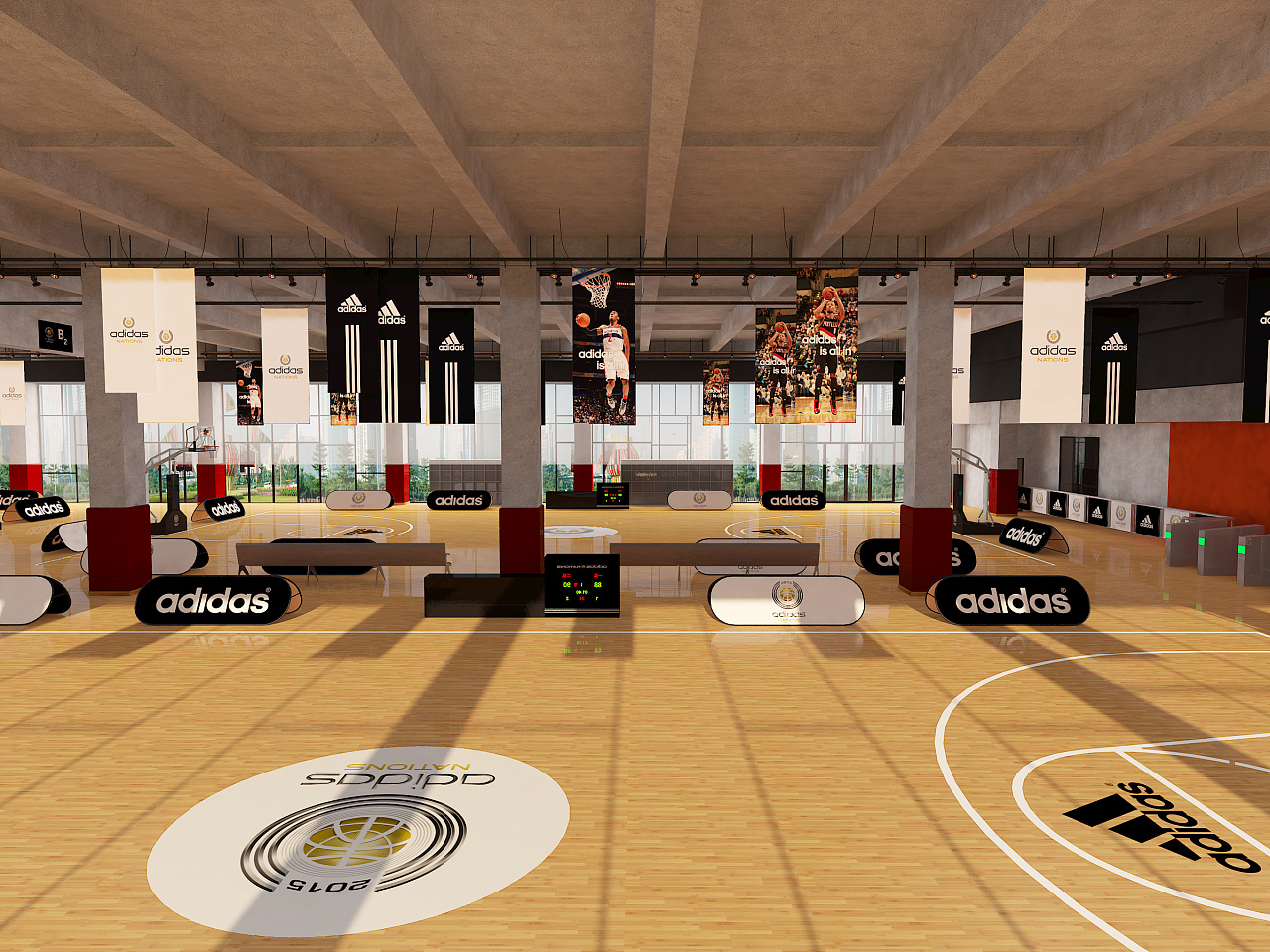 室内篮球场馆3D设计模型_红动网
