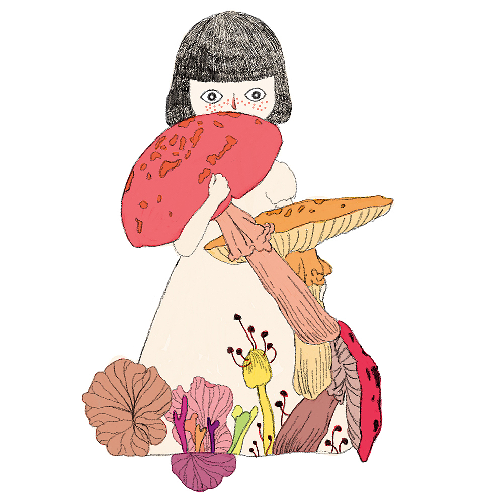 蘑菇女（图ZMjQxNjM4MTI4） - 商业插画 - 站酷设计师黄桃子原创素材 - 站酷ZCOOL