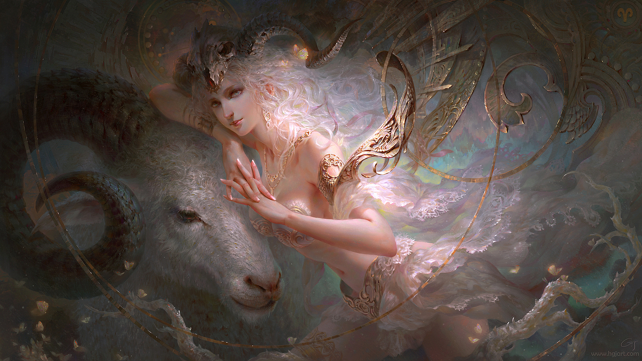 【视频教程】CG插画《白羊座》唯美布料绘制过程视频-黄光剑