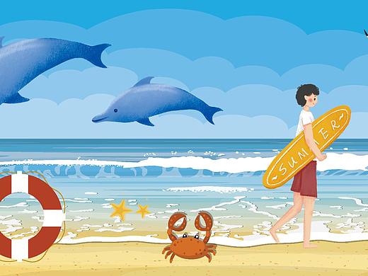 夏日沙滩主题围挡
