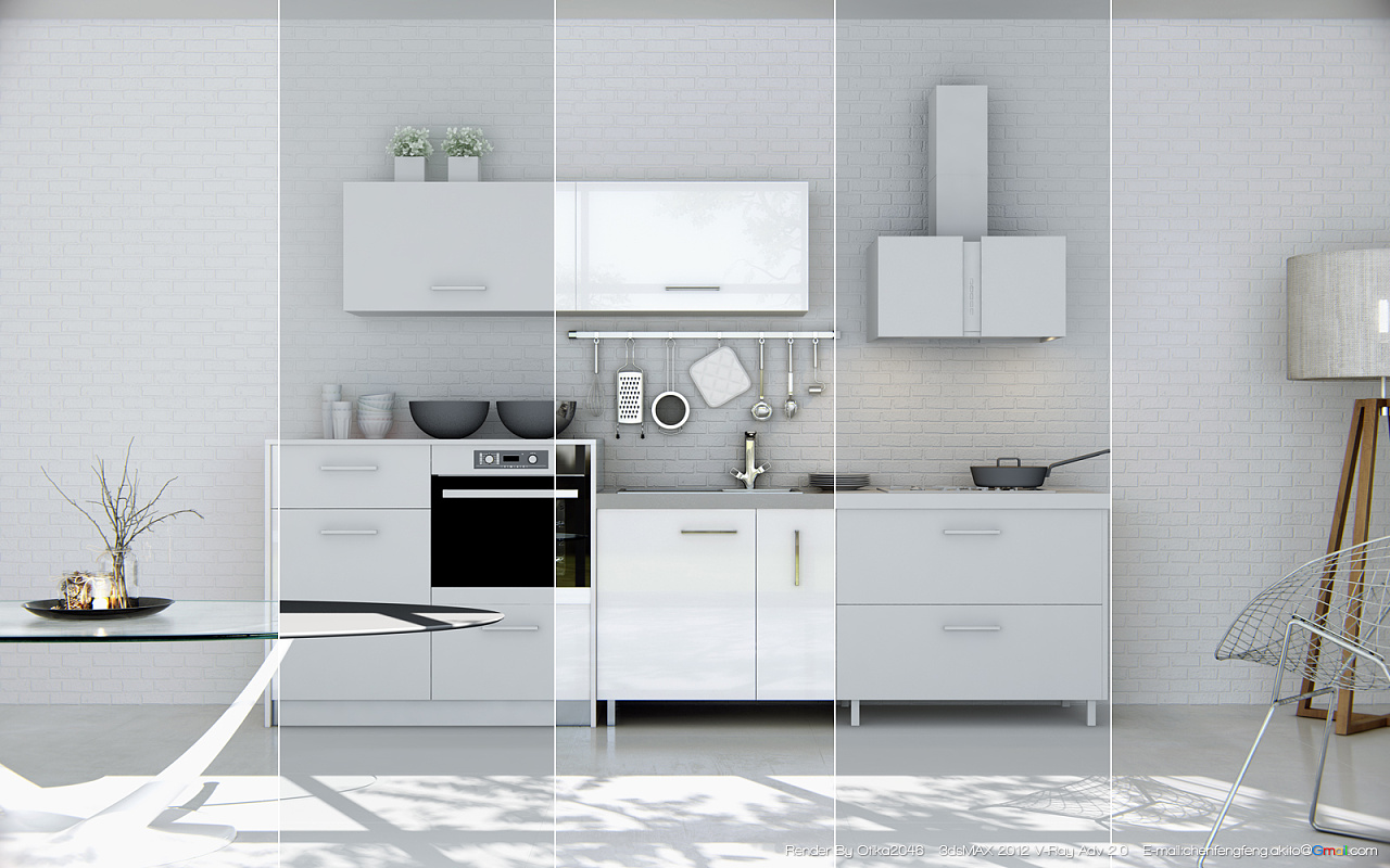 开放式厨房白色整体橱柜效果图_土巴兔装修效果图
