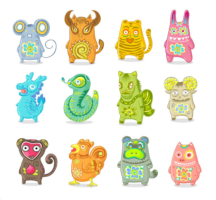 十二生肖（图ZMzM2Njcy） - 新锐潮流插画 - 站酷设计师缪妙妙原创素材 - 站酷ZCOOL