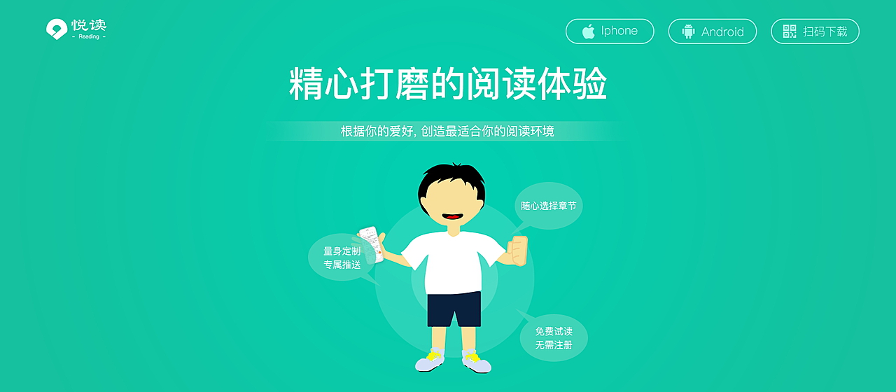 悦读APP的一套推广网页