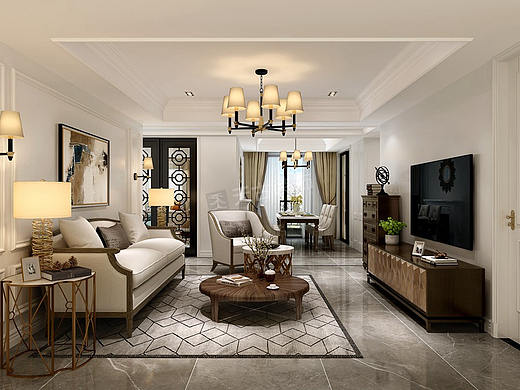 龙湖新江与城装修方案|清晖岸大平层户型设计效果图