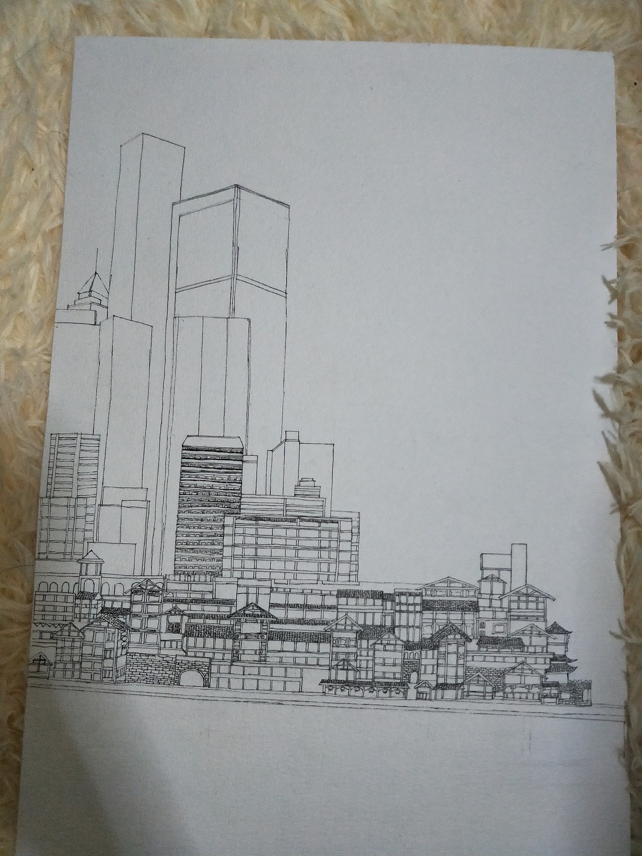 勒是雾都重庆水彩洪崖洞水彩