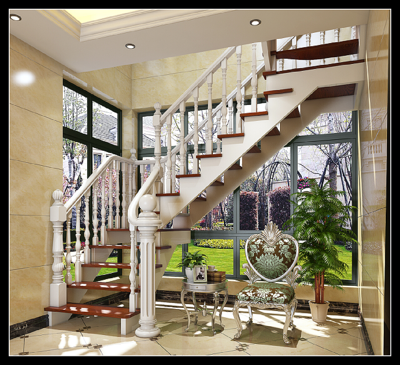 280平方复式简欧风格楼梯装修效果图_太平洋家居网图库