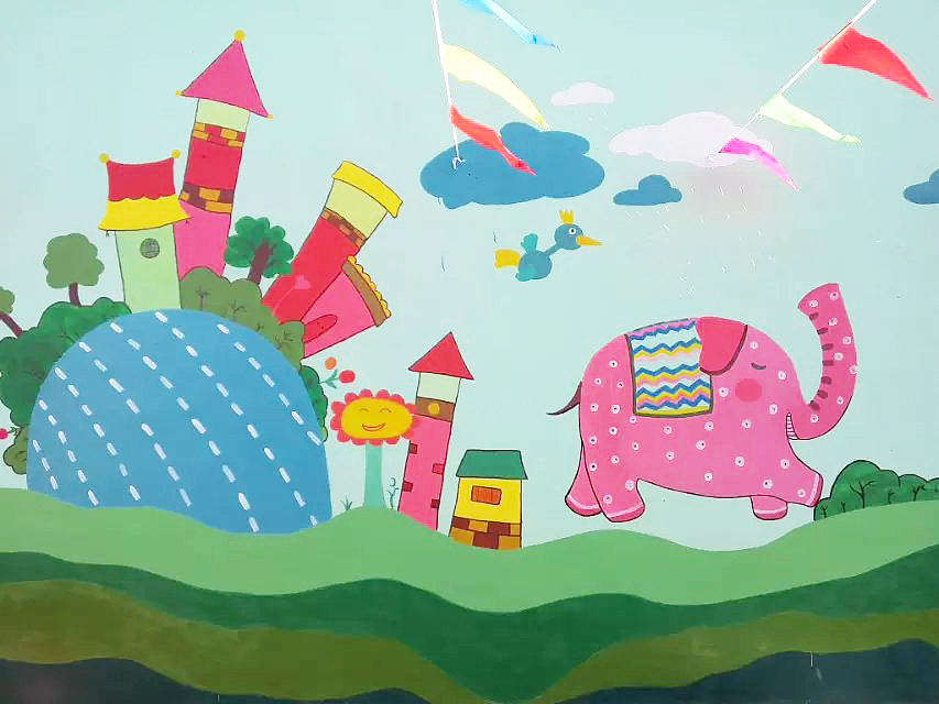 苗苗幼儿园墙绘 卡通可爱