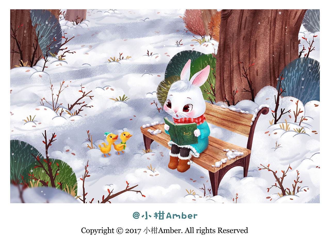 儿童插画-兔子讲故事（图ZOTYxMzE4NTY=） - 儿童插画 - 站酷设计师小柑Amber原创素材 - 站酷ZCOOL