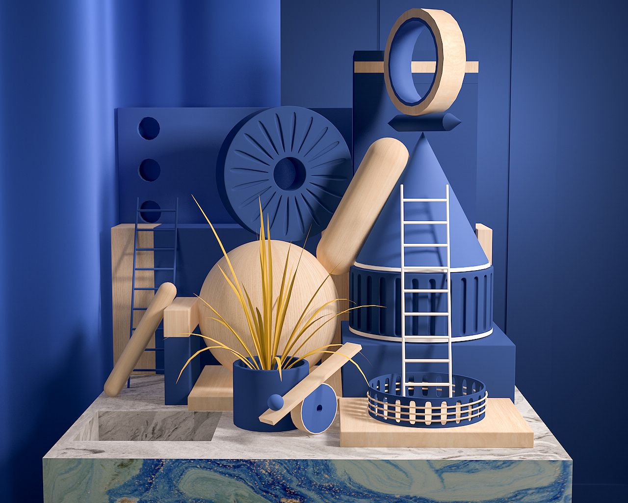 临摹c4d小场景建模