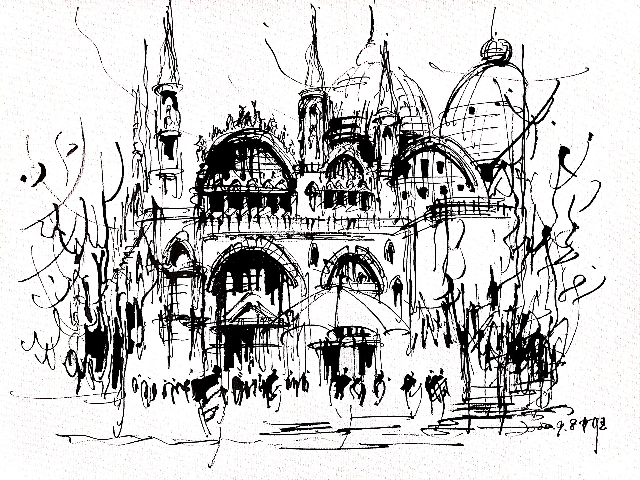 阿王速写建筑风景