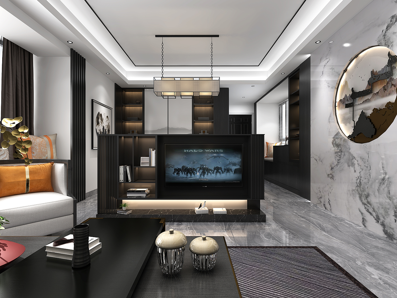 深圳豪宅装修设计:新天鹅堡,新中式风格