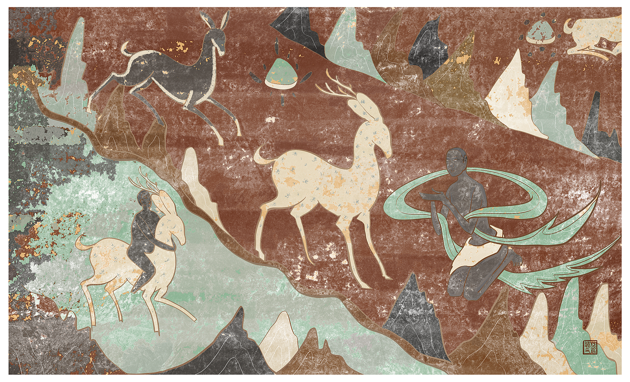 九色鹿（圖ZMjkyNjgxOTE2） - 創(chuàng)作習(xí)作 - 站酷設(shè)計(jì)師爆炒胡蘿卜原創(chuàng)素材 - 站酷ZCOOL