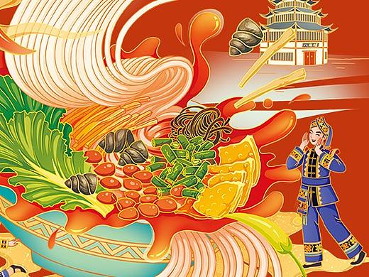 螺蛳粉包装插画
