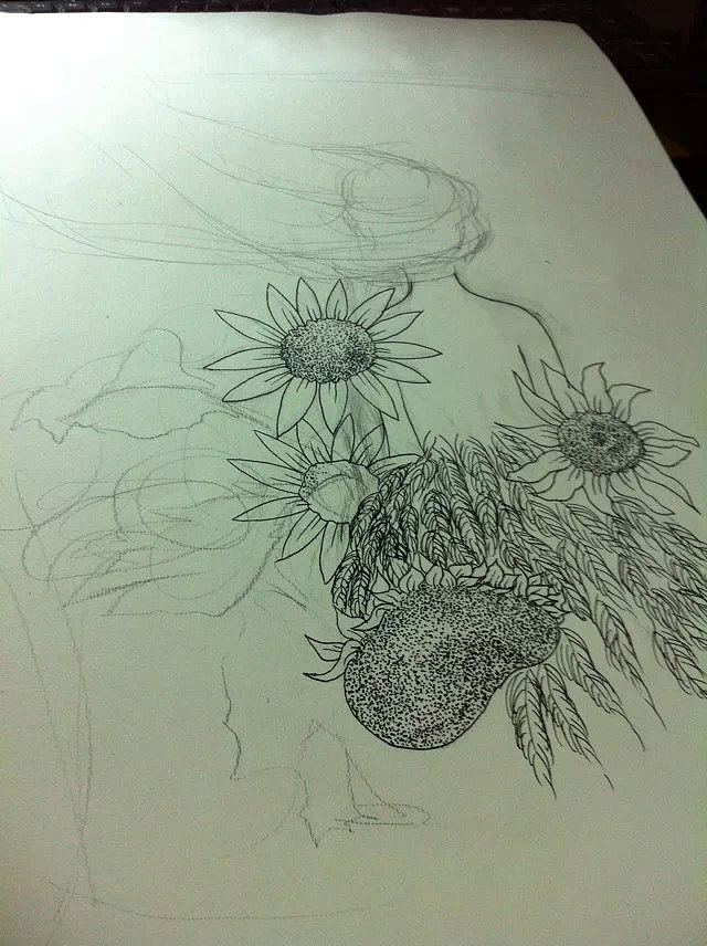 原创手绘,开在心上的向日葵