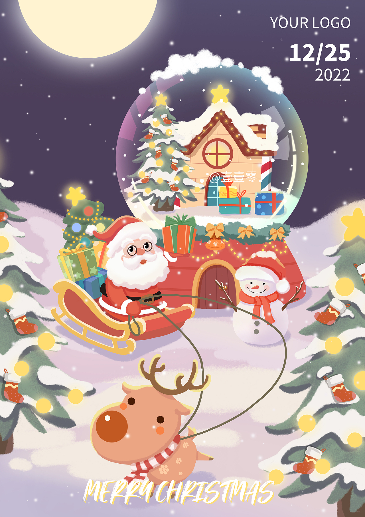 节日插画‖圣诞节（图ZMzA4MTkzNjI4） - 商业插画 - 站酷设计师壹壹零Lin原创素材 - 站酷ZCOOL