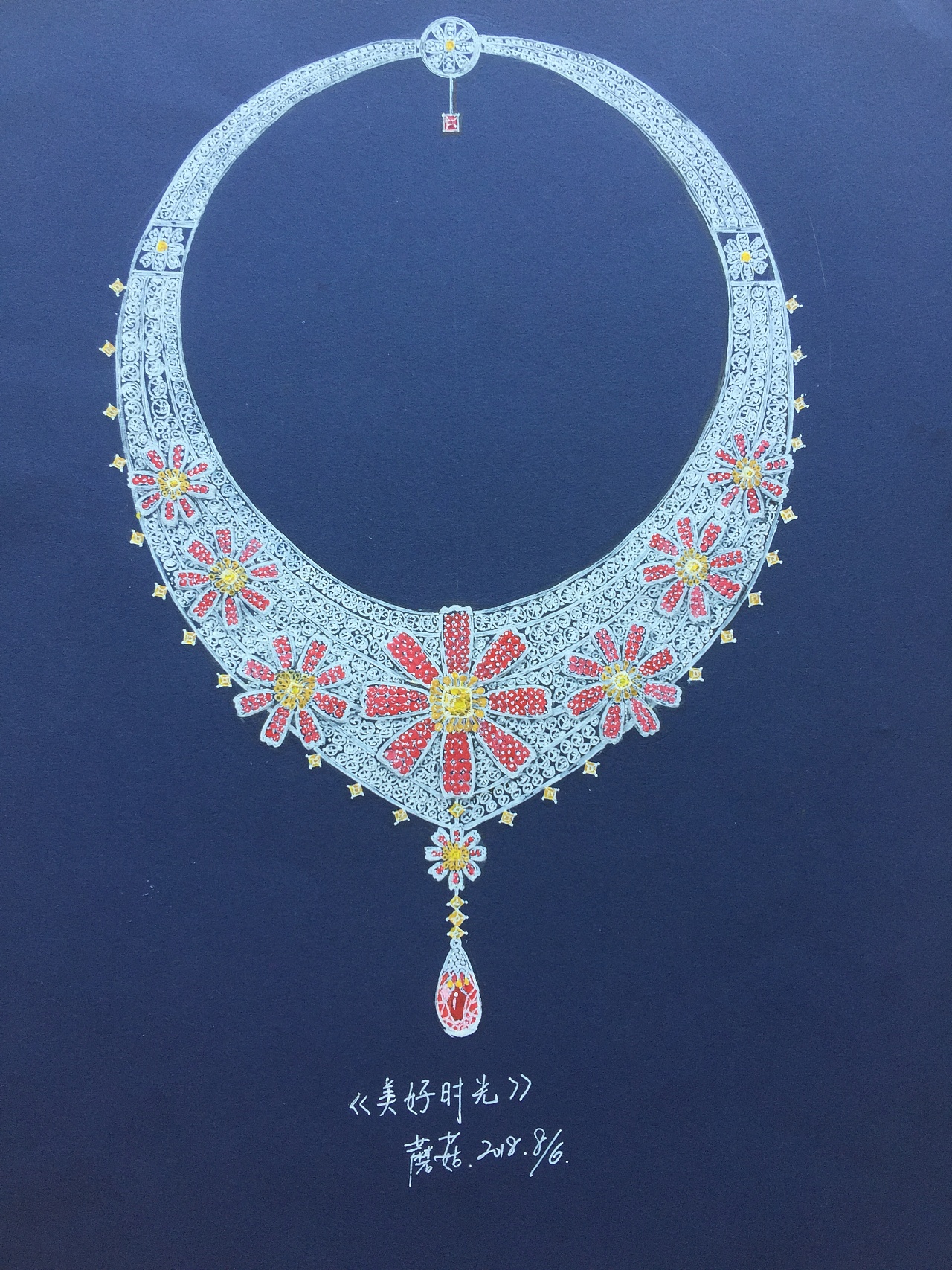 美好时光项链珠宝设计手绘