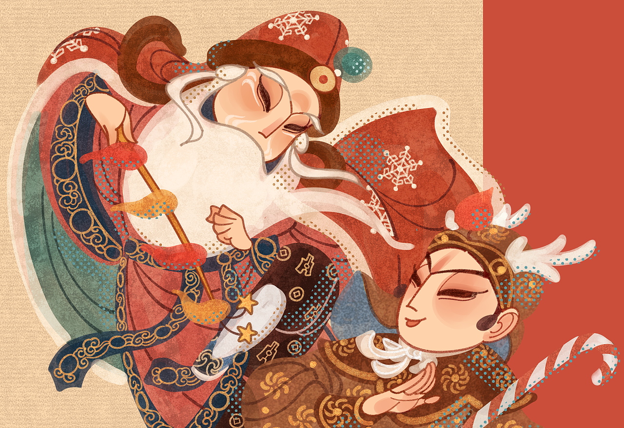 京剧 圣诞赐福老人（图ZMjgyNjQyODgw） - 艺术插画 - 站酷设计师子每原创素材 - 站酷ZCOOL
