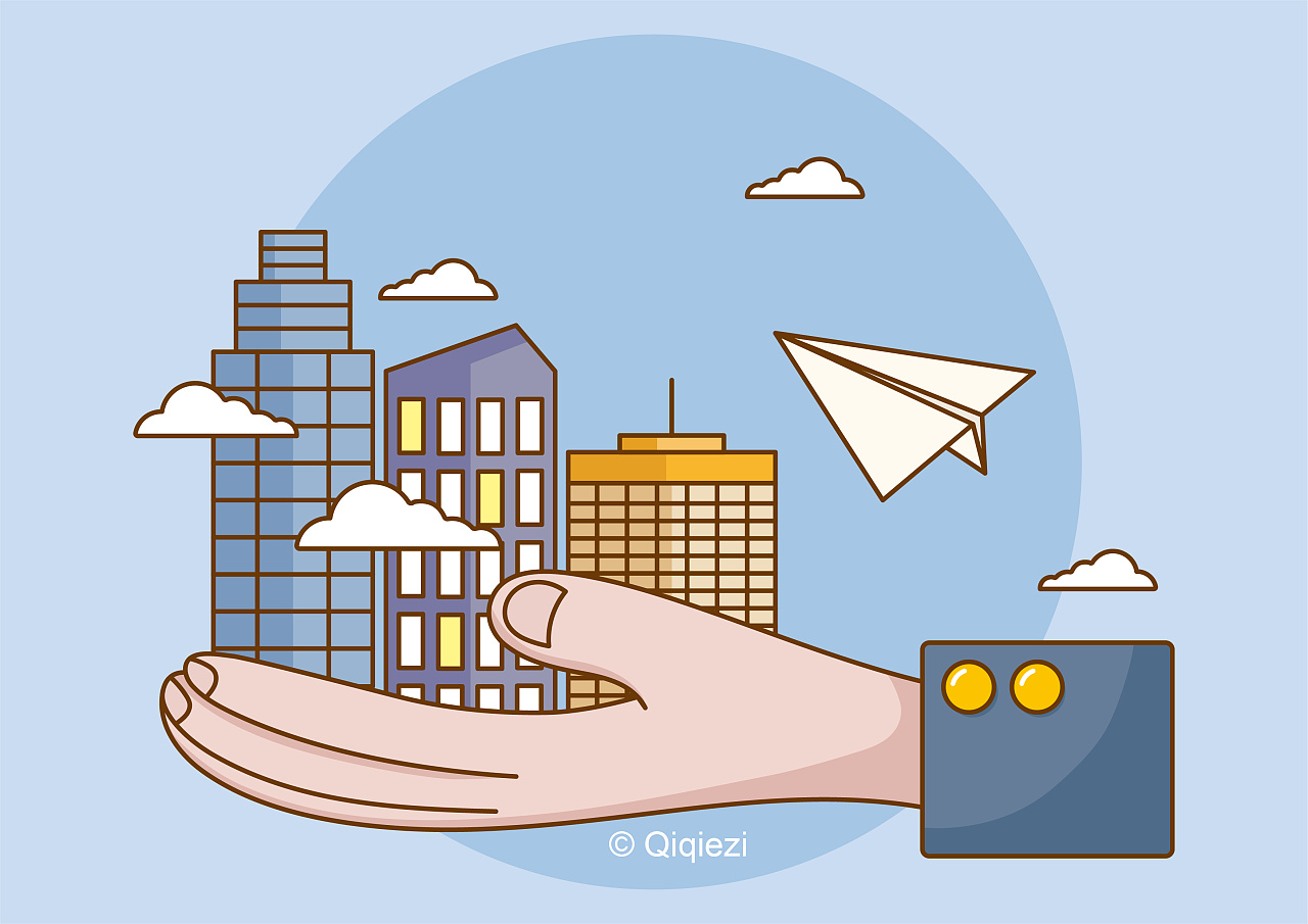 扁平线条风插画