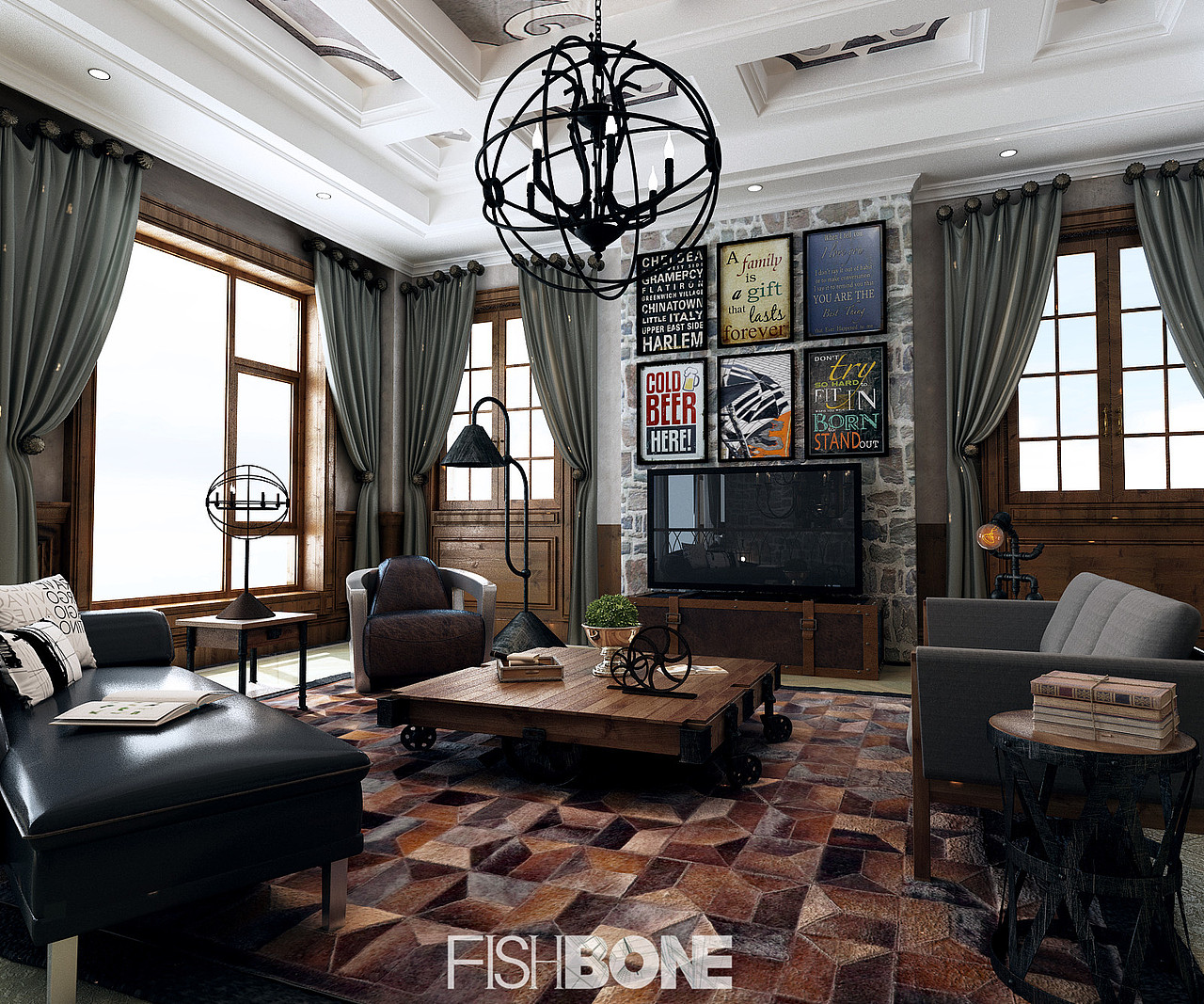 鱼骨设计-美式风格别墅（图ZMzgwMTk3OTY=） - 家装设计 - 站酷设计师鱼骨设计事务所原创素材 - 站酷ZCOOL