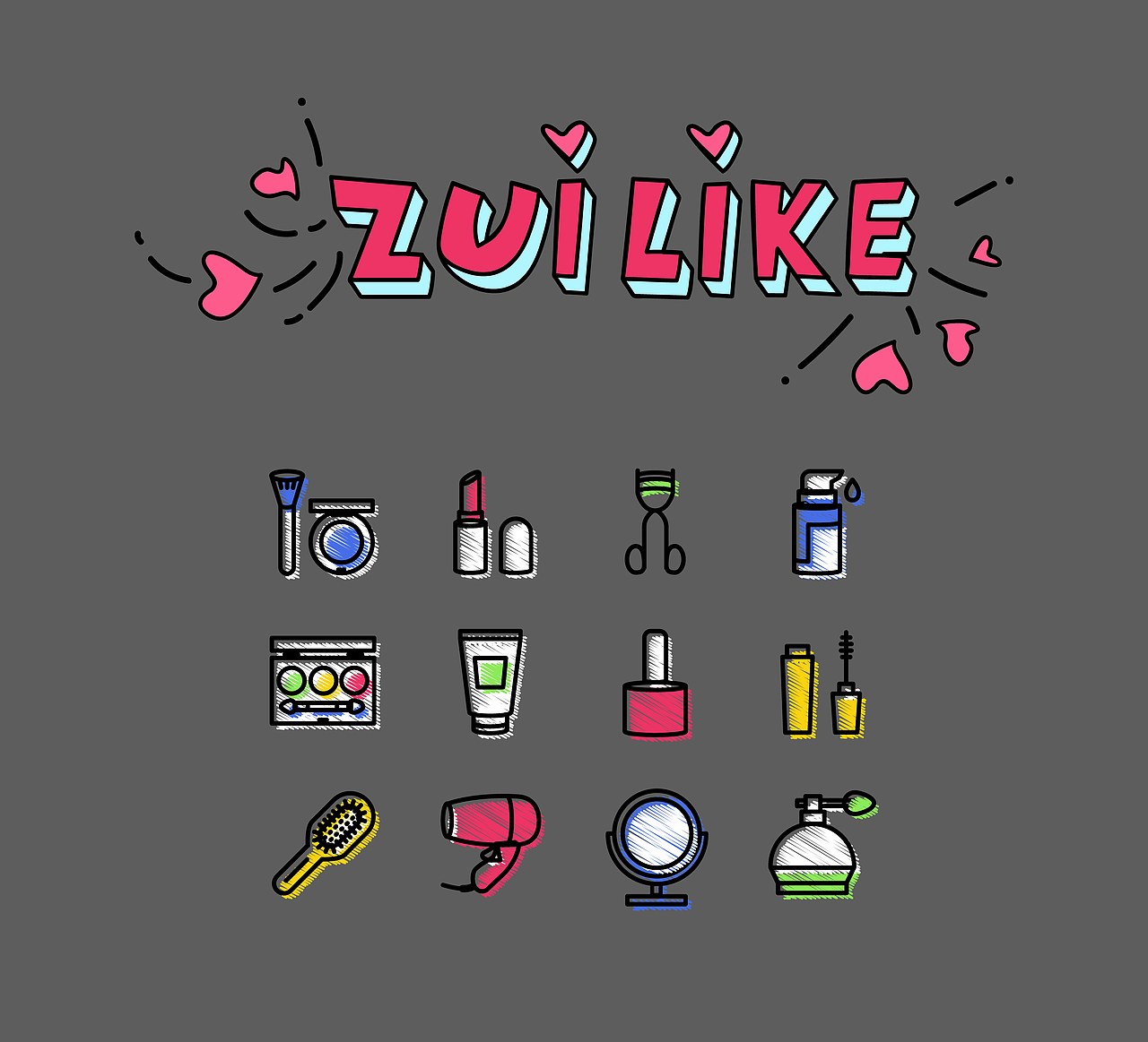 最爱之物——化妆品贴纸（图ZOTk0ODczOTI=） - 创作习作 - 站酷设计师啊癫原创素材 - 站酷ZCOOL