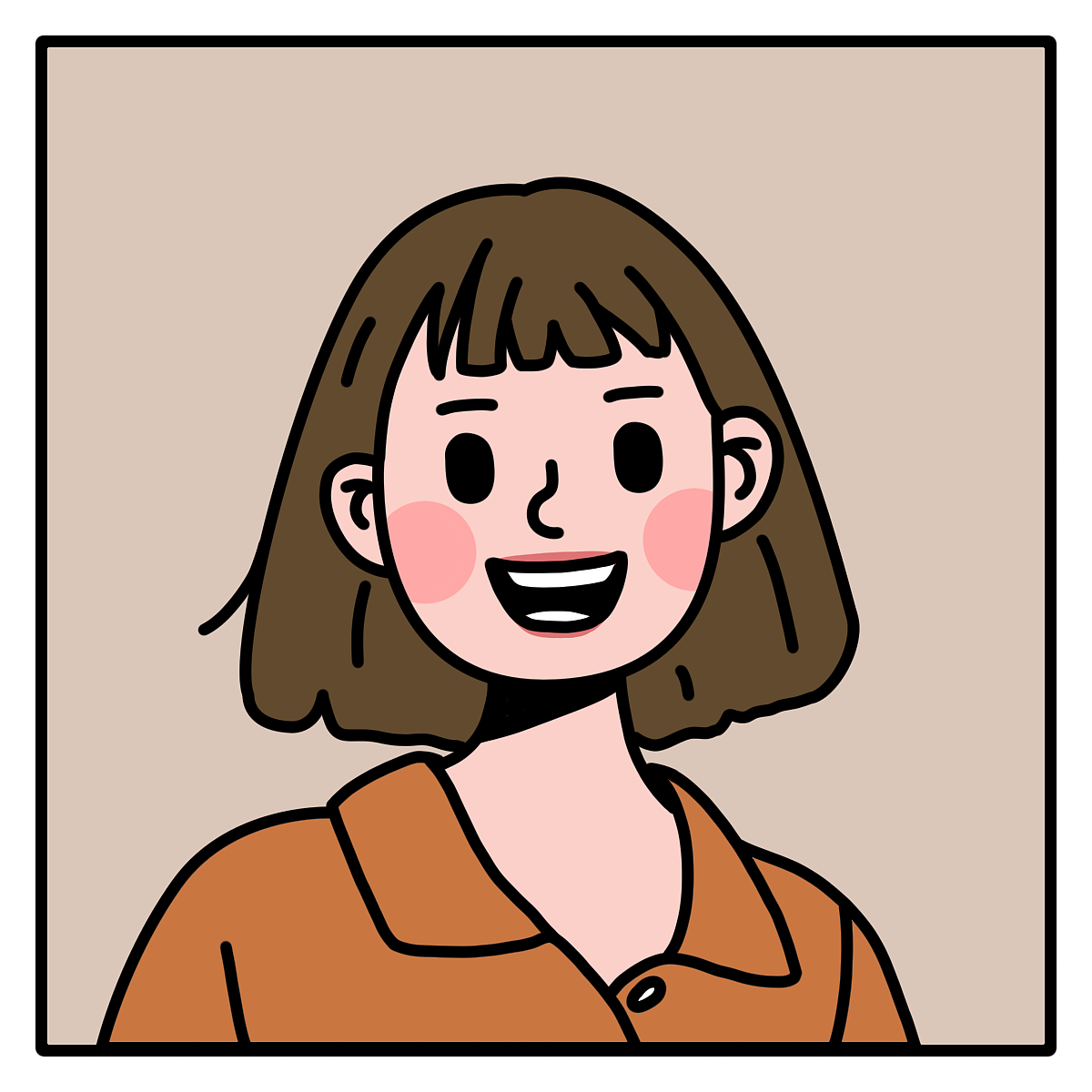 线条风格卡通女孩头像