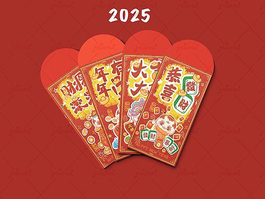 2025蛇年卡通插画蛇年红包新年红包