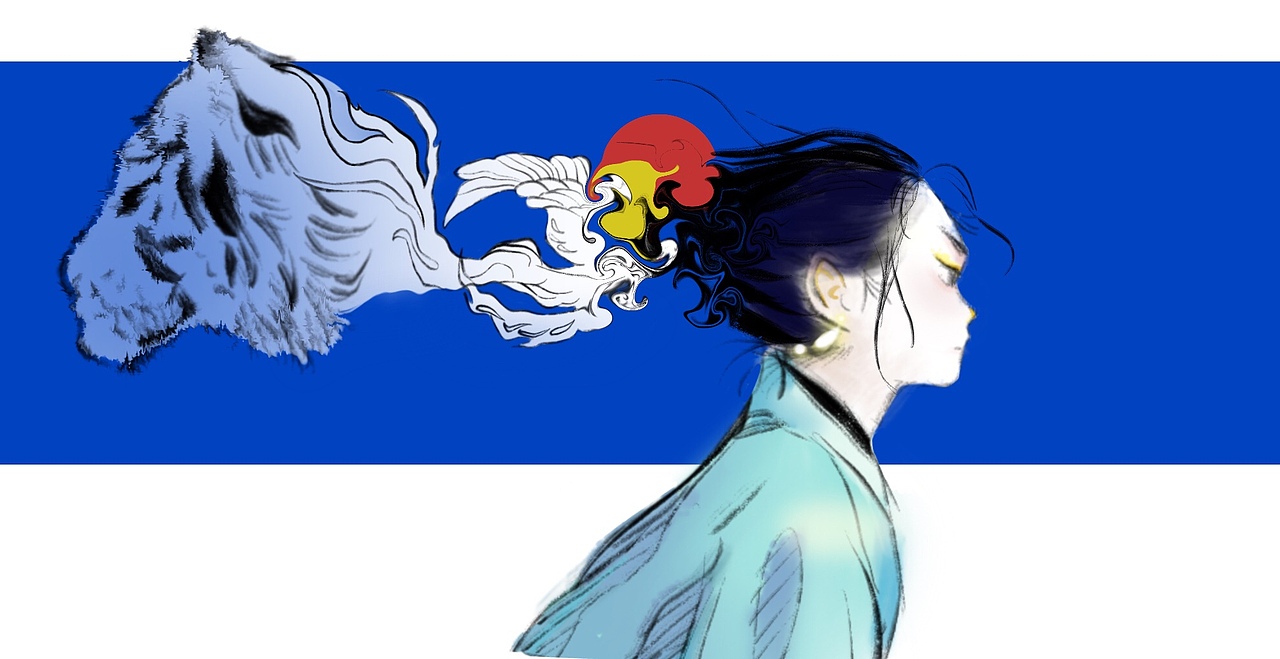 《阿無》——白虎系列插画（图ZMjg5NDA3MzA4） - 绘本 - 站酷设计师月映万川原创素材 - 站酷ZCOOL