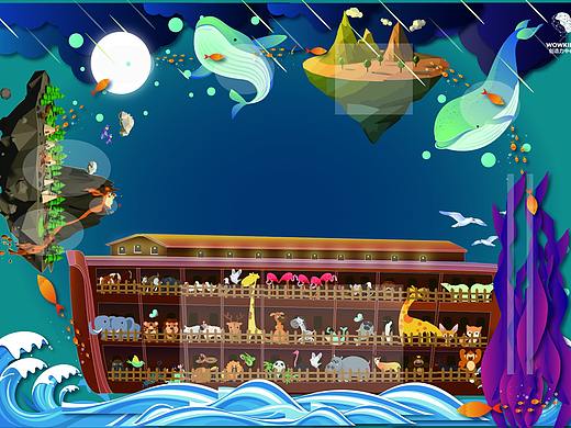 诺亚方舟 解救动物行动（个人主页-ZNDAxNzAzMjA=） - 图案 - 站酷设计师JOY小鱼原创素材 - 站酷ZCOOL