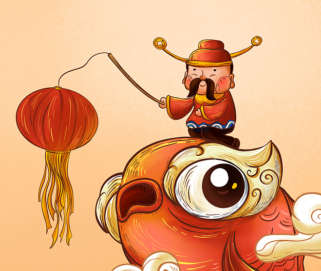 新年财神锦鲤贺新春（图ZMTgyNzEyNzI4） - 商业插画 - 站酷设计师大禹哥Yuger原创素材 - 站酷ZCOOL