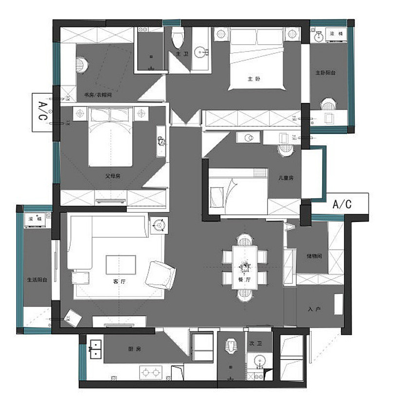 翰林国际城135平美式乡村风格三室两厅装修样板间（图ZODE2OTg5MDQ=） - 家装设计 - 站酷设计师美巢装饰花园路店原创素材 - 站酷ZCOOL