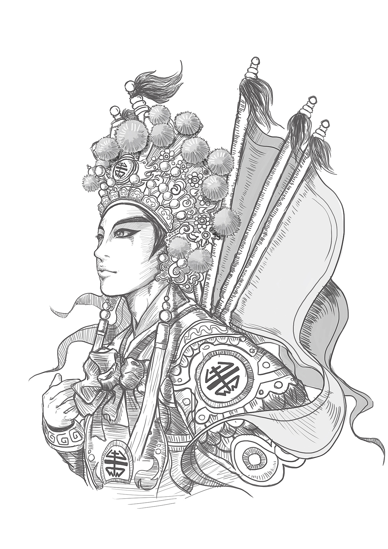 【饭饭饭の插画集】京剧 长坂坡-赵云!