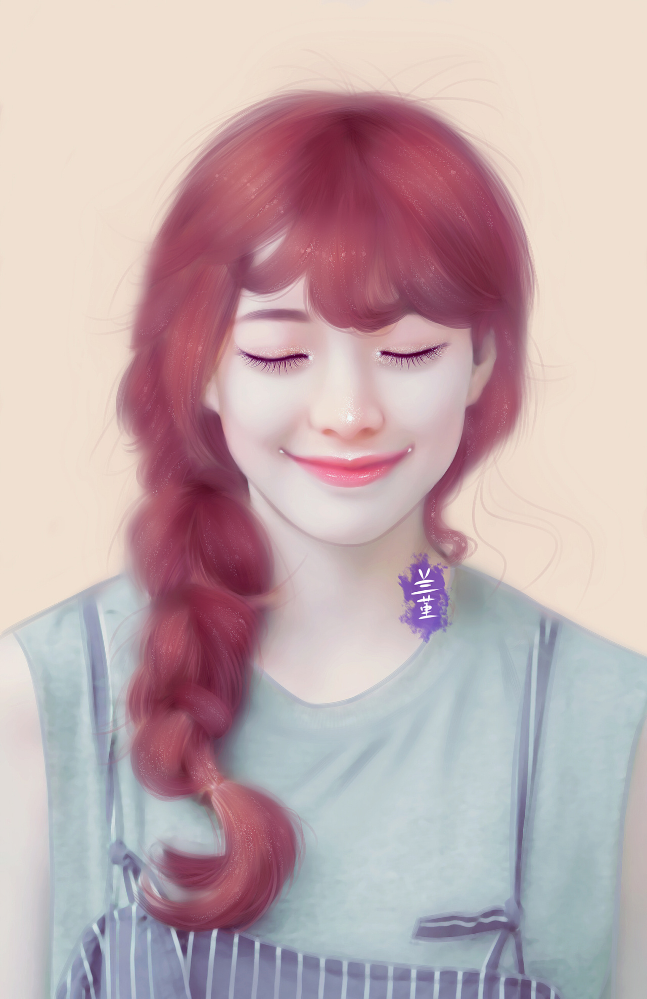 真人转手绘25闭眼睛的女孩