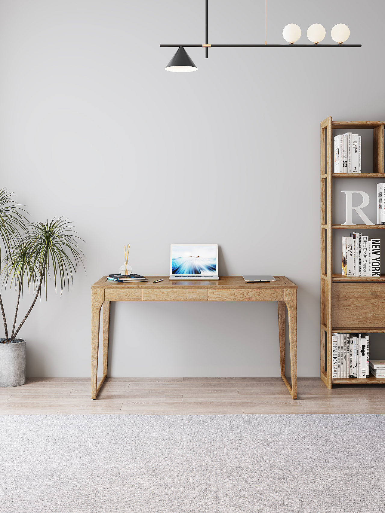 家具电商渲染-书桌书柜01