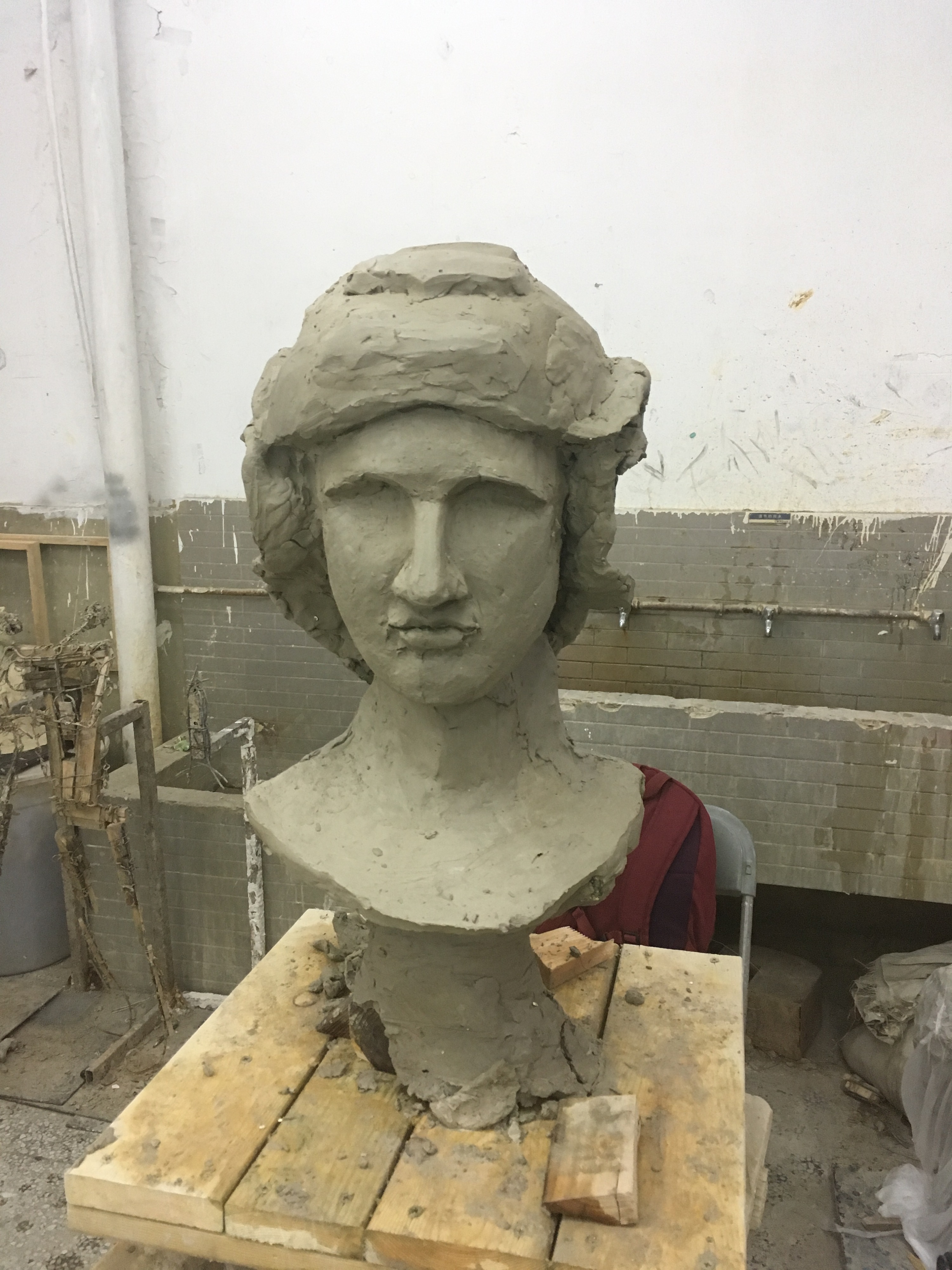 雕塑选修人头像泥塑